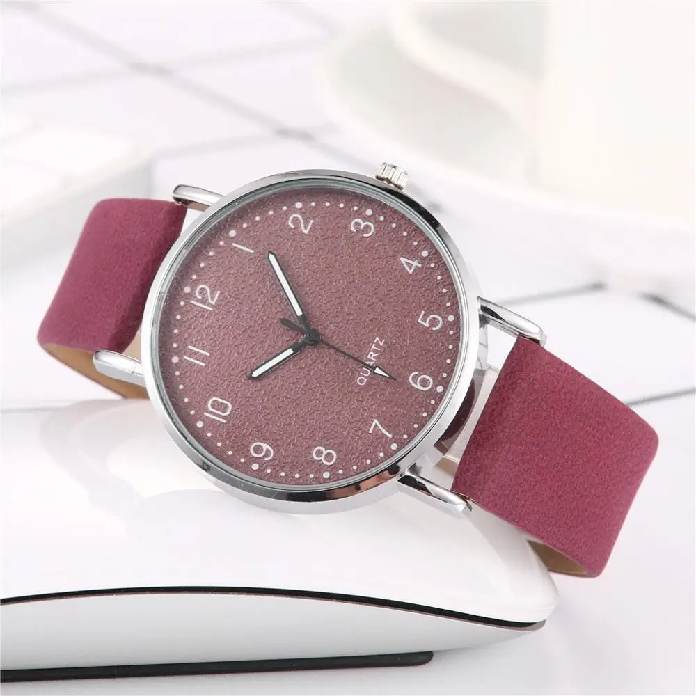 Изысканные простые Стильные женские часы модные красные кожаные кварцевые