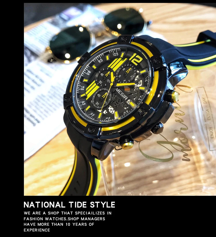 Часы MEGIR мужские спортивные армейские водонепроницаемые светящиеся аналоговые |