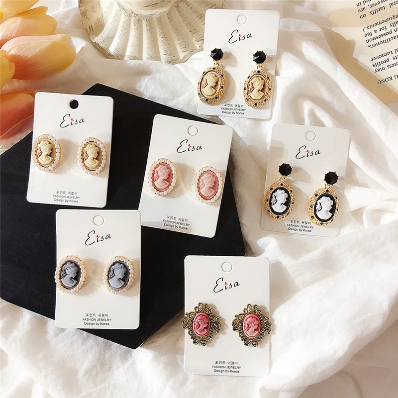 

Luokey Vintage Baroque Style Carved Portrait Stud Earrings For Women Wedding Anniversary Bride Earrings Female Statement Jewelry