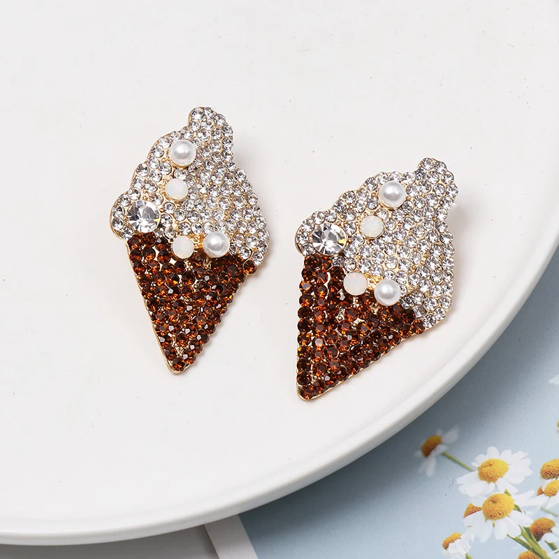 Женские серьги с мороженым корейские висячие кристаллами в винтажном стиле бохо