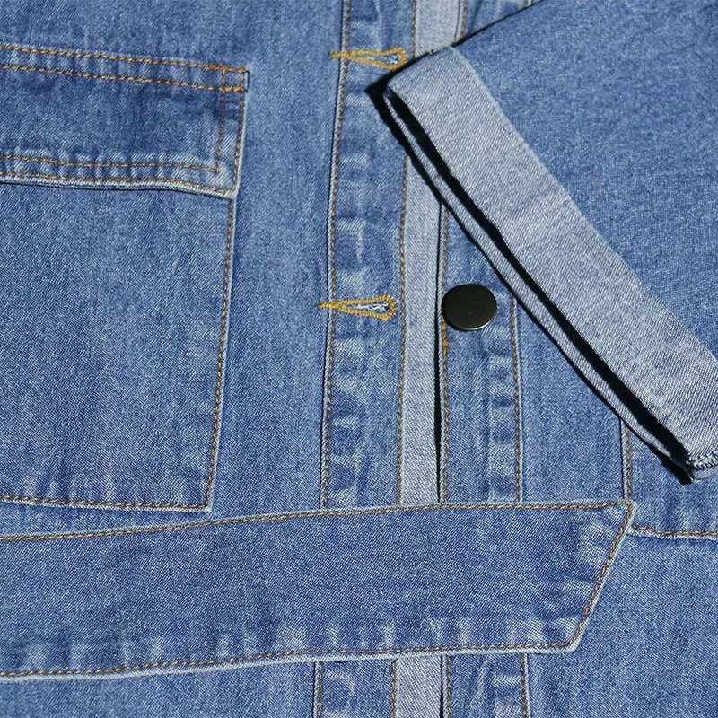 Женский джинсовый комбинезон с высокой талией Forefair повседневный коротким