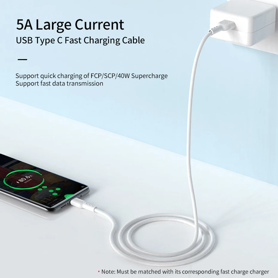 Кабель Hoco USB Type-C мобильный телефон 1 м 5 А для Samsung A51 A12 F62 Huawei P30 P40 | Мобильные