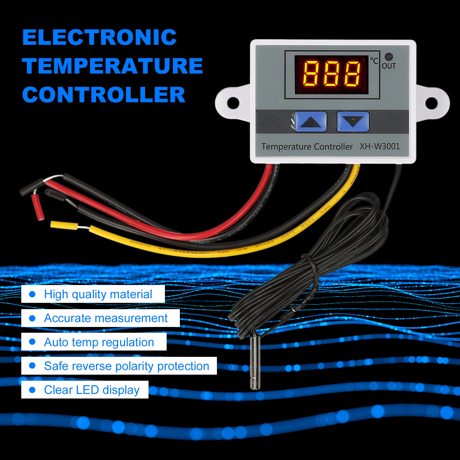

Электронный регулятор температуры, светодиодный дисплей, модуль термостата, модуль контроля температуры с водонепроницаемым щупом NTC