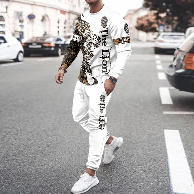 

New Arrival Men's Sport Wear Casual Two Pieces Sets 2022 Oversize Sweatshirts Trouser Long Sleeve T Shirt Autumn Spring Suits