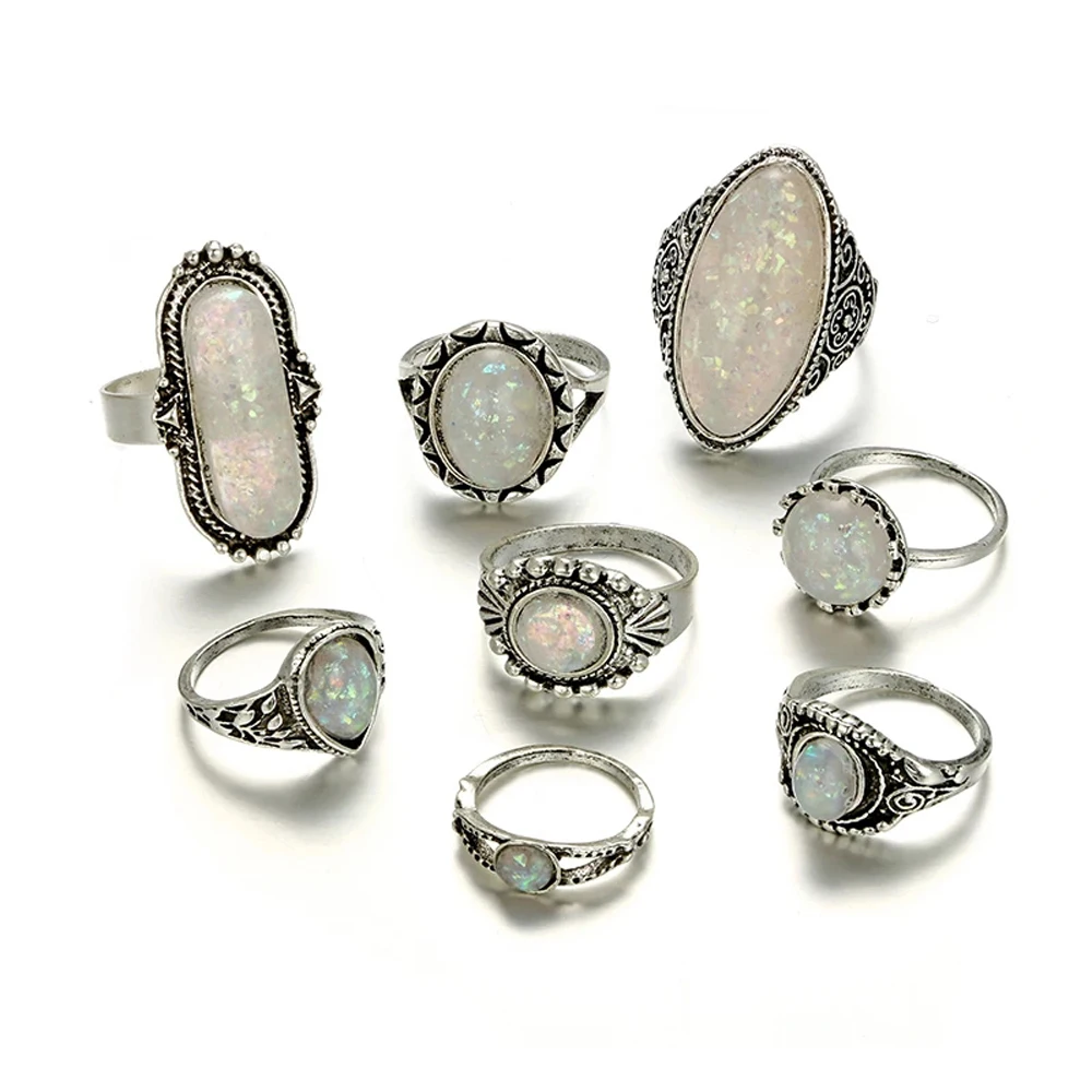 

Fashionable Retro Geometric Circular Bohemia Punk Rock Hip-Hop Lovers Ring, Personality Texture Women Ring Party Jewelry Gifts