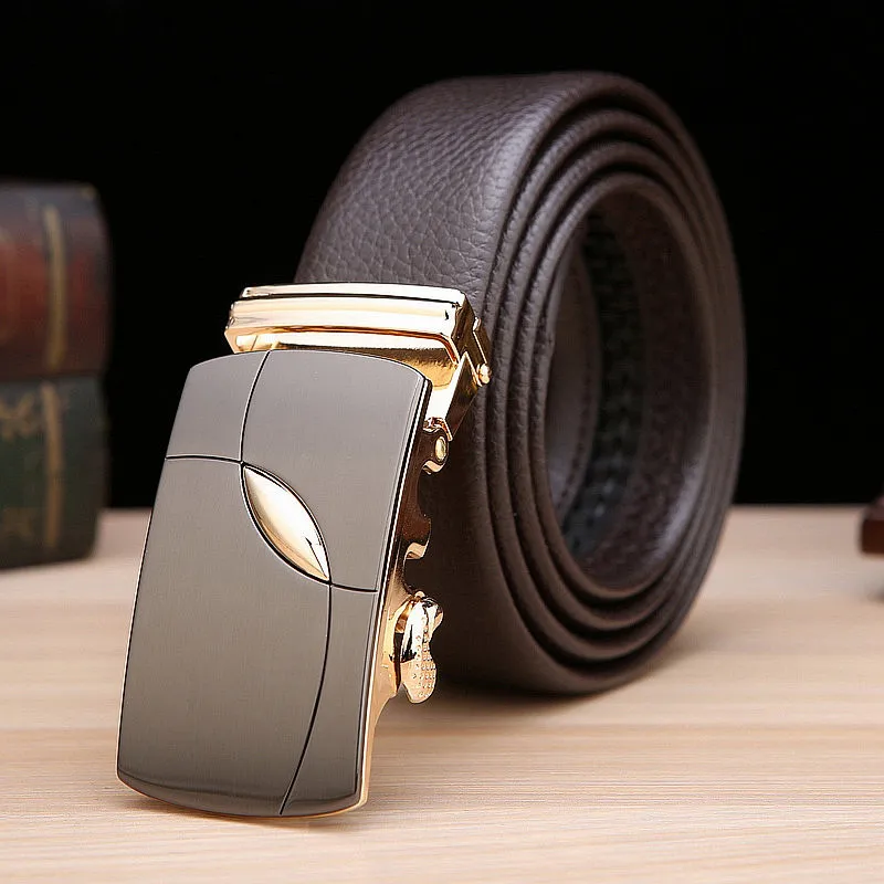Мужской ремень из натуральной воловьей кожи с автоматической пряжкой|Мужские