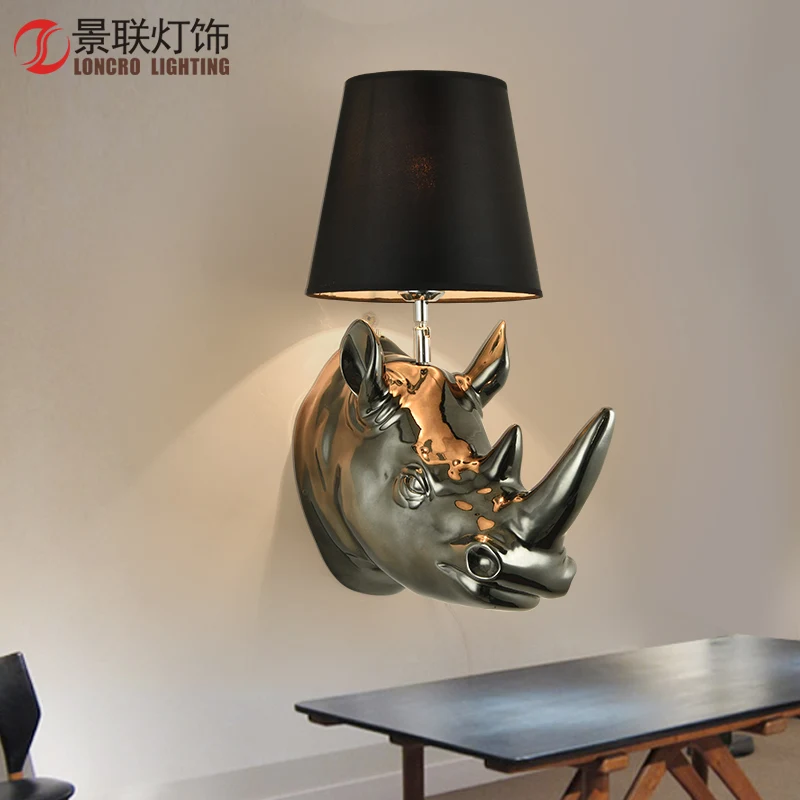 Настенный светильник в американском стиле голова носорога для гостиной