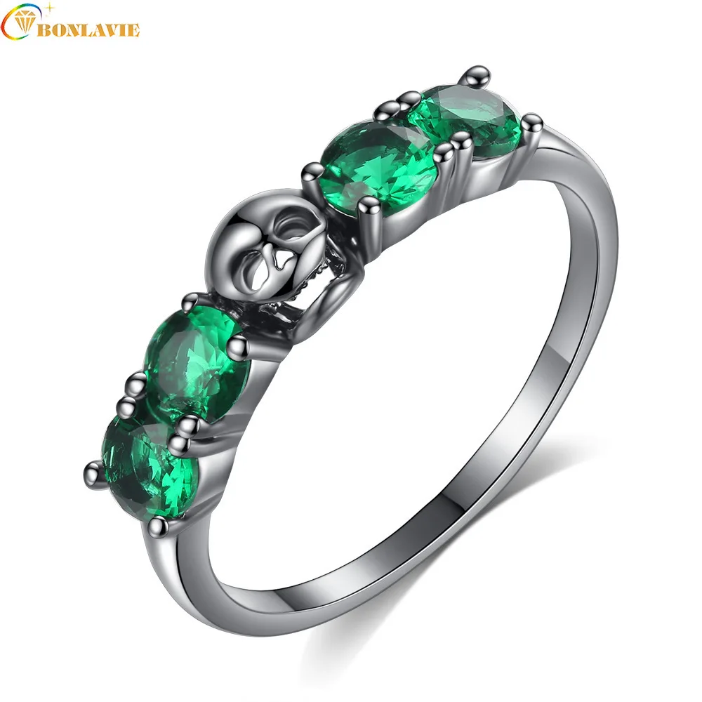 Кольцо в стиле панк черное кольцо хип-хоп зеленое с цирконием украшенное вручную