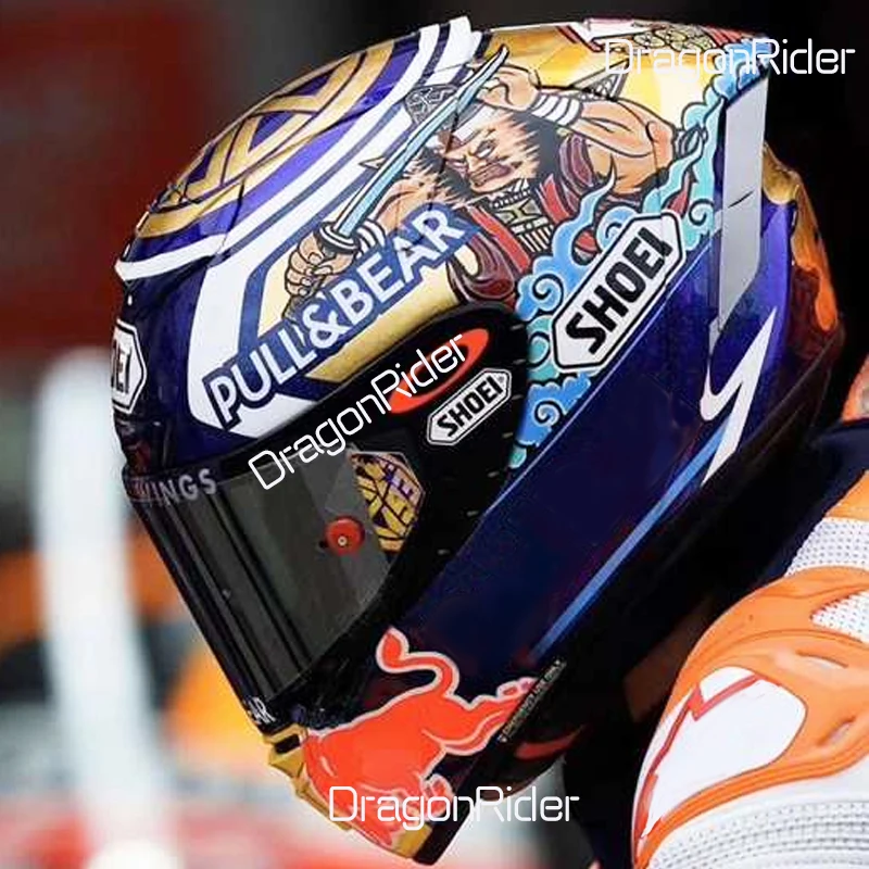 Полнолицевой мотоциклетный шлем X14 Marquez Motegi3 lucky cat2 красный противотуманный