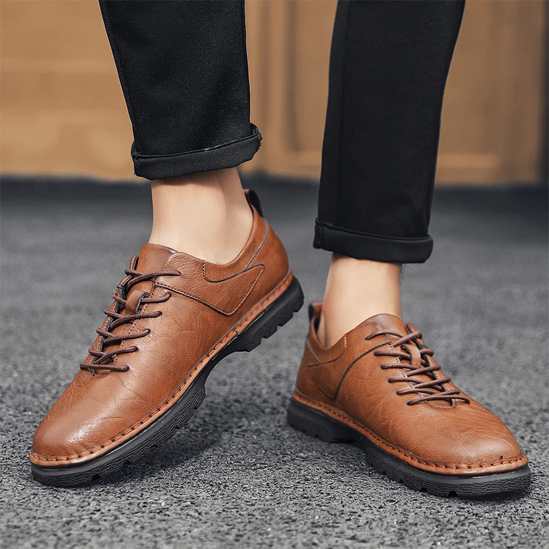 Туфли мужские замшевые классические дышащие ботинки-оксфорды на шнуровке