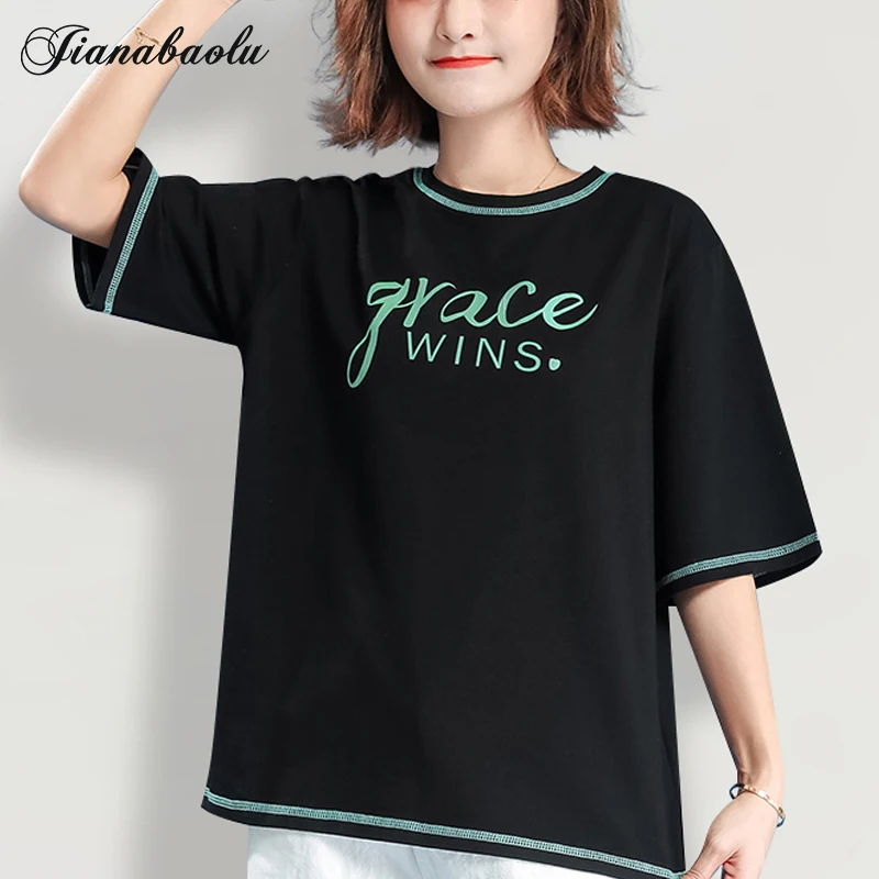 

Cotton Retro Letter Printing Cute T-shirt O-neck Casual Summer Plus Size Women Short Sleeved Tshirt Tee 2022 Fashion Streetwear
