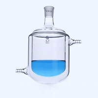 lab round bottom borosilicate glass single mouth jacketed reaction bottle laboratory double layer reaction flask