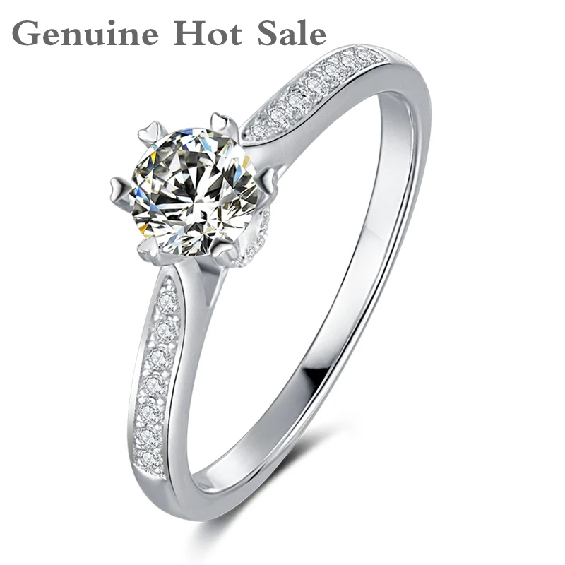 Moissanite Ring 0.5ct 5.0mm Round Cut VVS1 D Color Lab Diamond 925 Silver Jewelry Fashion Love Token Woman Girlfriend Gift | Украшения и