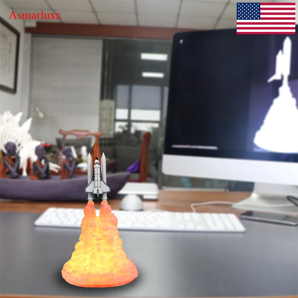 3D печать космический челнок лампа лампы в виде Луны Ночной светильник светодиодный для детей Детская спальня креативная ракетная лампа для Хэллоуина подарок