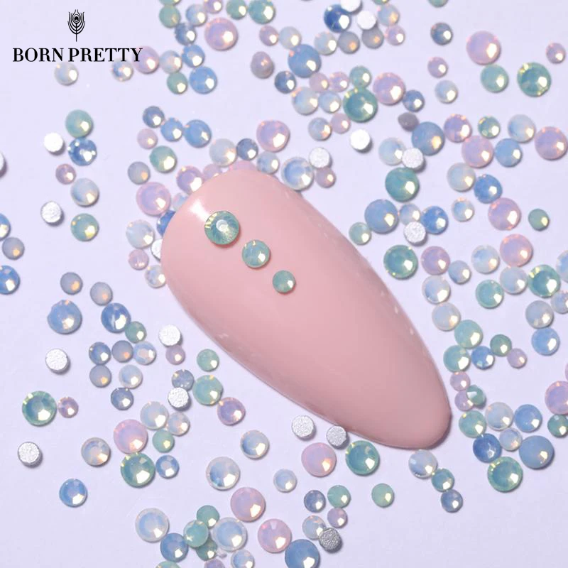 Разные размеры опал Стразы 3D украшение для ногтей красочное плоское дно без