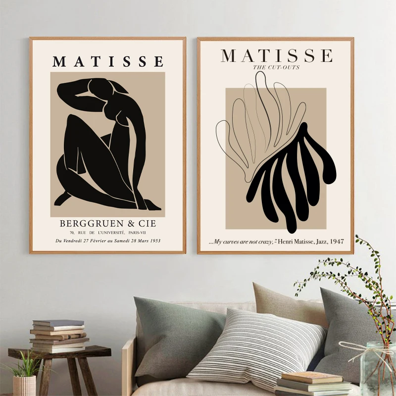 

Modern Art Matisse Abstract Painting Minimal Illustration Wall Art Canvas Printmaking Retro Poster Beige Wall Picture Home Decor