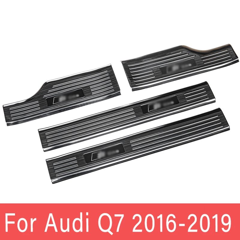 

Для Audi Q7 2016-2019 наклейка на порог внутри порога Добро пожаловать педаль автомобиль внешний ремонт полоса для отделки интерьера AL