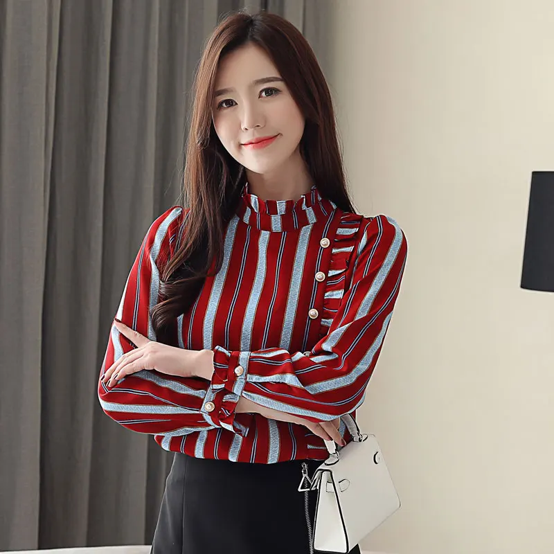 stripe blouse women of fashion 2020 vintage women's shirt clothing korean style tunic autumn tops elegant | Женская одежда