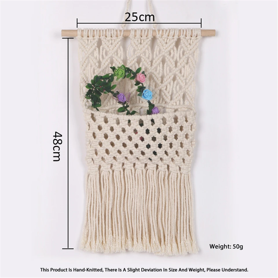 Висячие в стиле бохо корзина тканая карманная макраме настенный гобелен