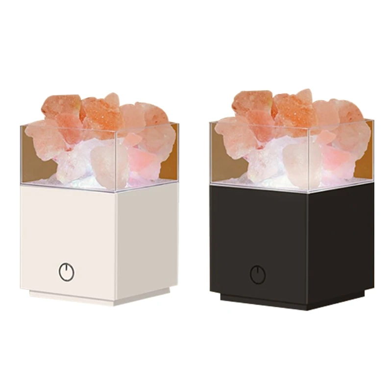 

Natural Crystal Salt Lamp with Remote Control USB Power Cable Projector Atmosphere Sleep Night Light Air Purifier Home