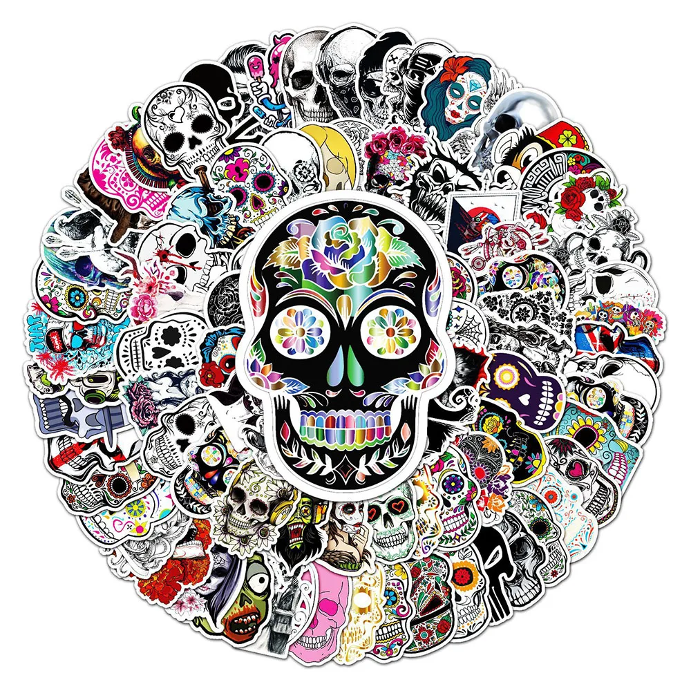 103050100pcs cool horror skull graffiti stickers skateboard guitar laptop phone car computer bike waterproof sticker kid toy free global shipping