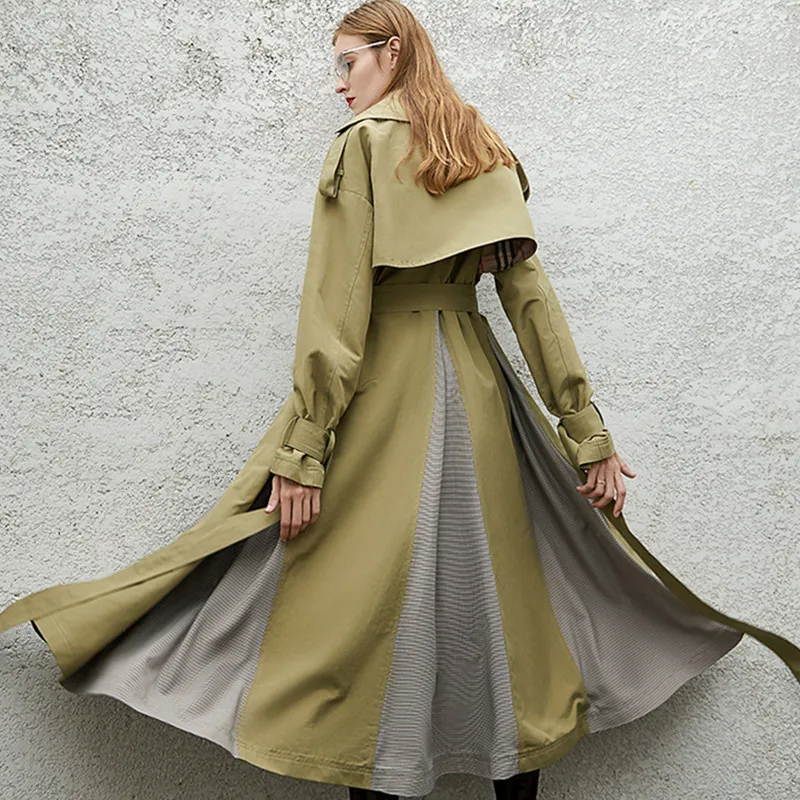 Женская Офисная ветровка MissFoFo длинная куртка на пуговицах выше колена с поясом