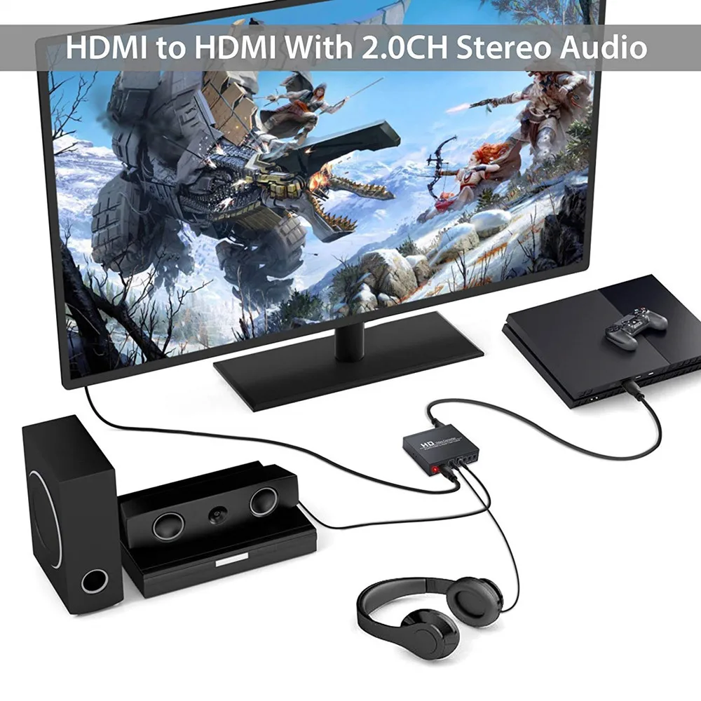Преобразователь видео PAL/NTSC SCART + HDMI в коробка 1080P Upscaler с 3 5 мм коаксиальным аудио