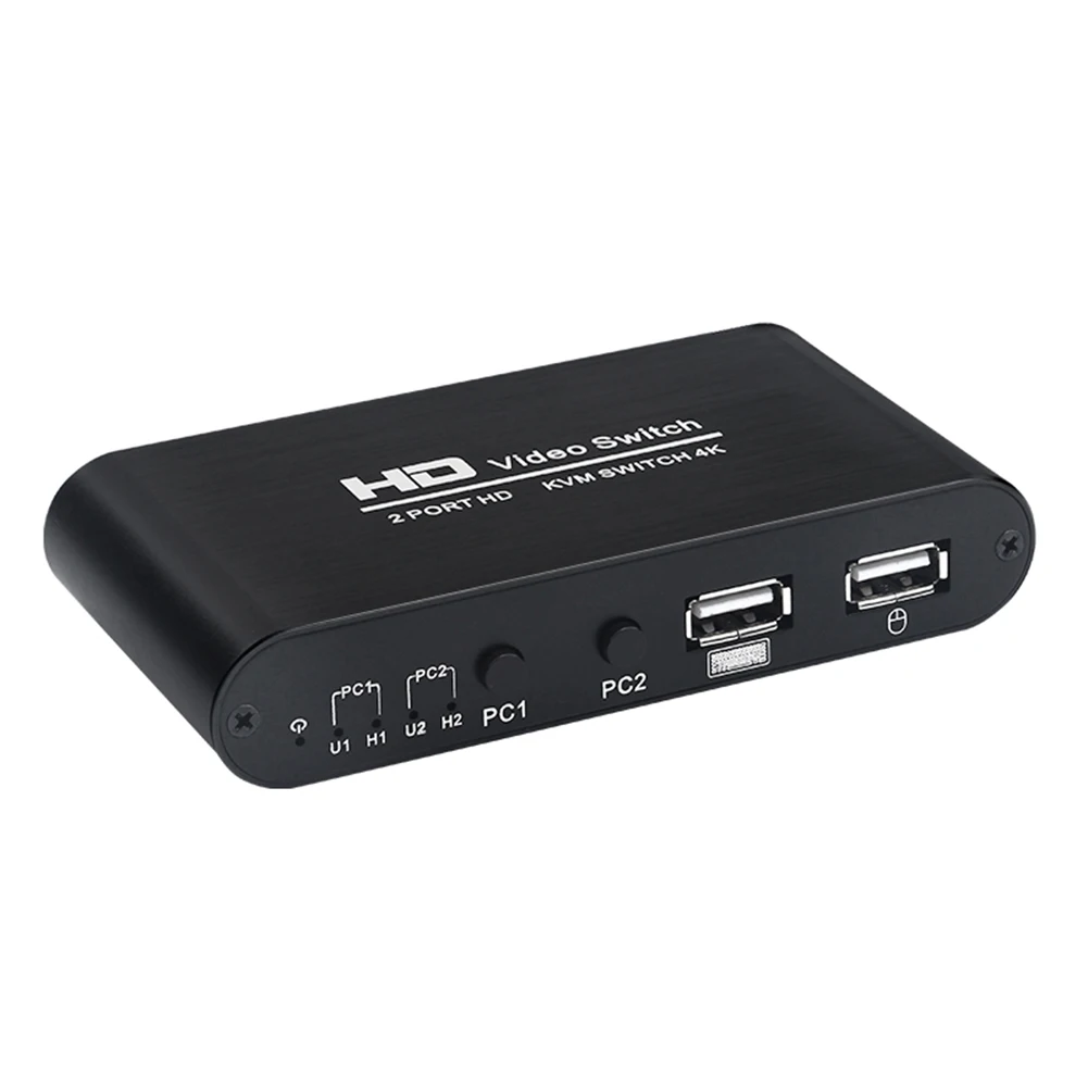 

KVM Switch HDMI-compatible USB Switcher HD 4K 2 Port Sharing 2 Device 2 Input 1 Output for Keyboard and Mouse Printer USB Power
