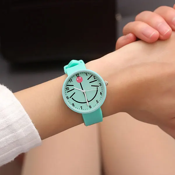 Модные силиконовые часы с кошачьим лицом женские Женские кварцевые наручные для