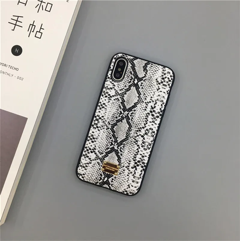 hot luxury leopard snake flower crocodile metal label leather case for iphone 7 8 plus 11 pro x max fashion hard plastic cover free global shipping