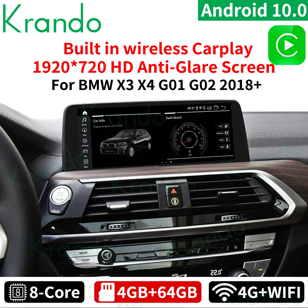 Автомобильный радиоприемник krando Android 10 0 6 ядер 4 + 32 ГБ 25 дюйма gps навигация для BMW X3