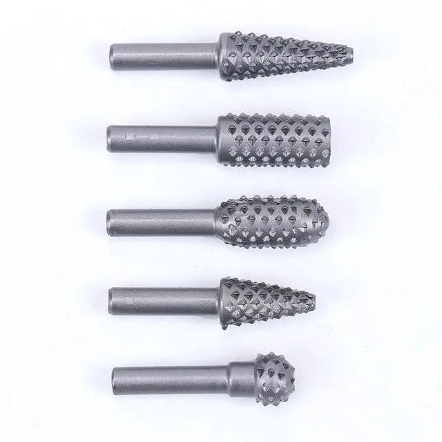 

5pcs Drill Bits Rasp Set Drill Grinder Drill Rasp For Woodworking Carving Tool 1/4" Round Shank Rotary Burr Set Drill Bits