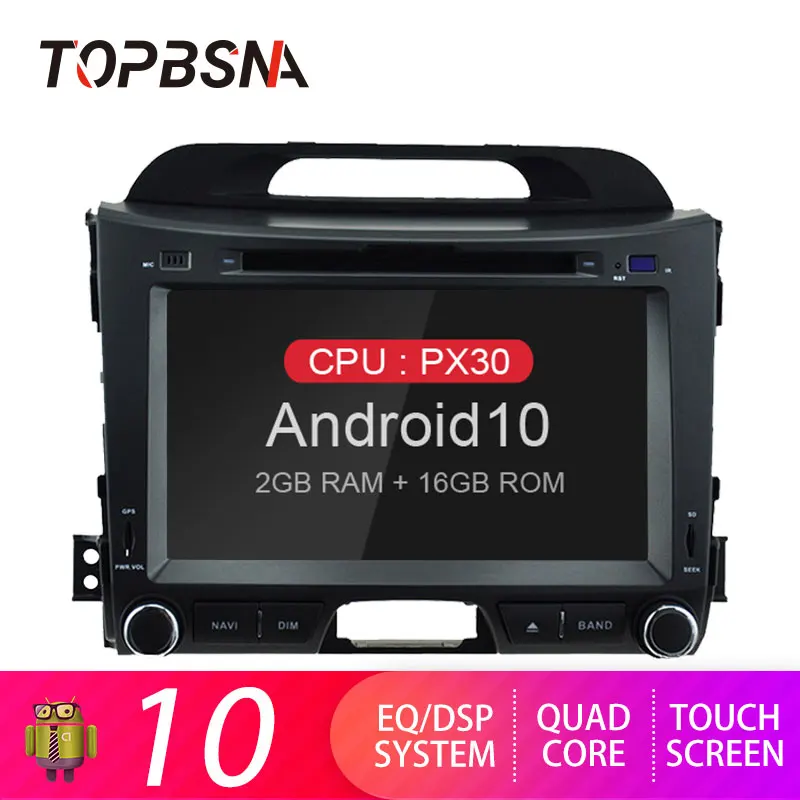 Автомобильный DVD плеер TOPBSNA Android 10 для KIA SPORTAGE 2010 2015 GPS навигация 2 Din автомобильное