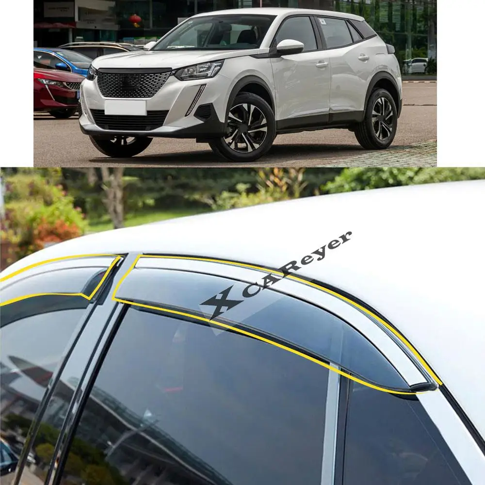 

Стикер для кузова Peugeot 2008 2020 2021 2022, пластиковое стекло, ветрозащитный козырек, запчасти для вентиляционных отверстий от дождя/солнца