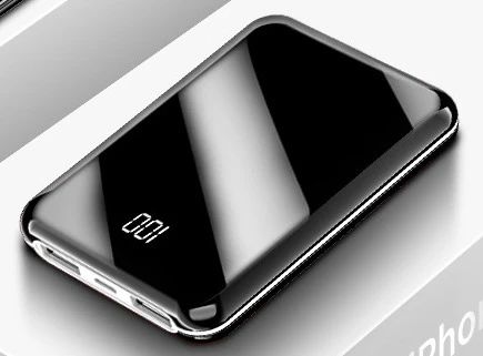 White 20000 mah портативный мини внешний аккумулятор с зеркальным экраном и цифровым дисплеем, внешний аккумулятор для смартфона - Тип штекера: White
