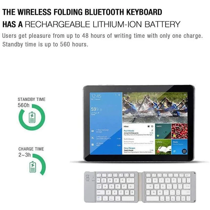 

Mini Bluetooth Keyboard Foldable Bluetooth 3.0 Folding Keyboard Wireless Keypad for Phone Laptop Gaming Keyboard