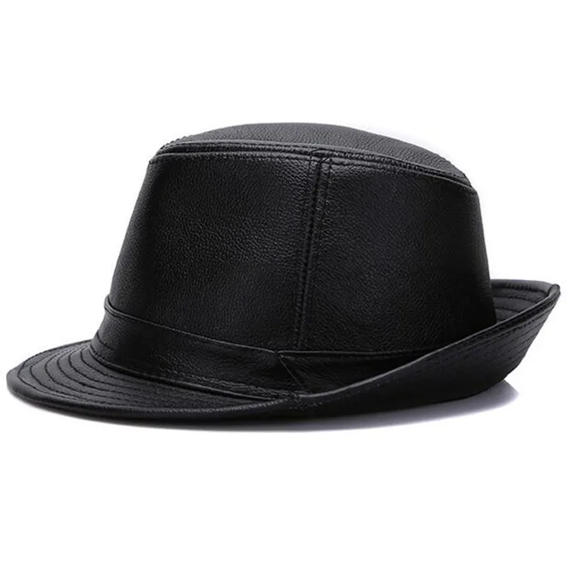 SHALUOTAOTAO Trend Genuine Leather Hat For Men Autumn Winter Fashion Quality Cowhide Fedoras Elegant Panama Sombrero Jazz Hats