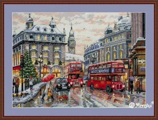 

Merejka K-159 Streets of London 56-43 Cross Stitch Kit Packages Counted Cross-Stitching Kits Cross stich Painting Set