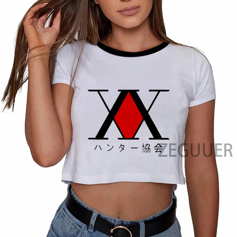 

Женская футболка с принтом Hisoka Face Hunter X Hunter, укороченный топ, летняя футболка Harajuku