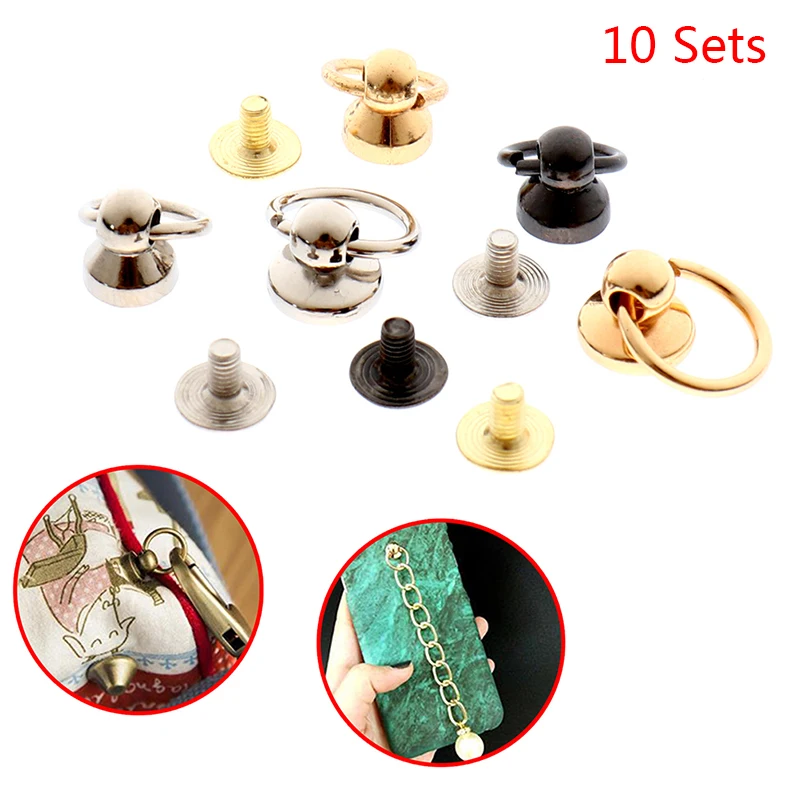 

10Set 8/10mm Width Metal Bags Rivet Nail Buckle Swivel Screw Studs Button Handbag Chain Hanger Hardware Leather Craft Accessorie