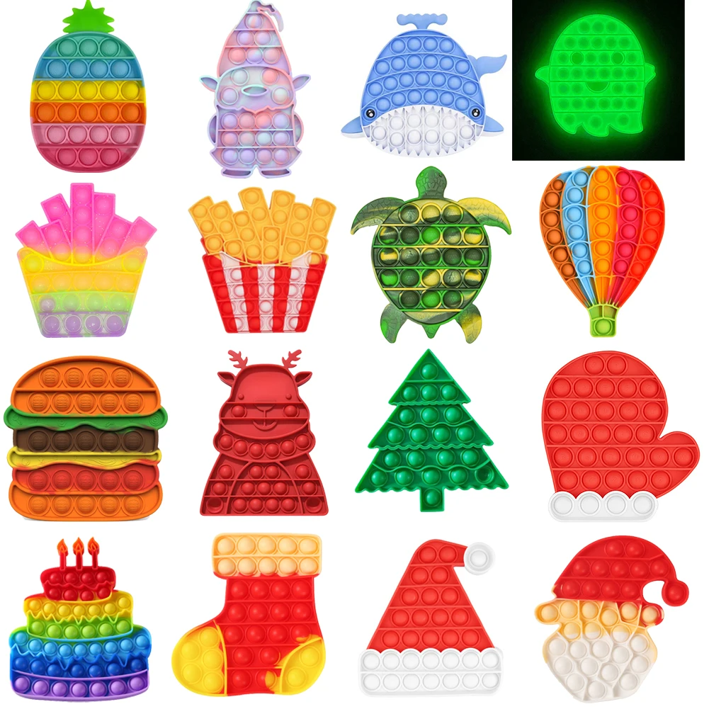 

Silicone Christmas Push Bubble Sensory Fidget Toy Christmas Anti-Stress Toush Bubble Autism Toy Adult Fidget Stress Relief Game