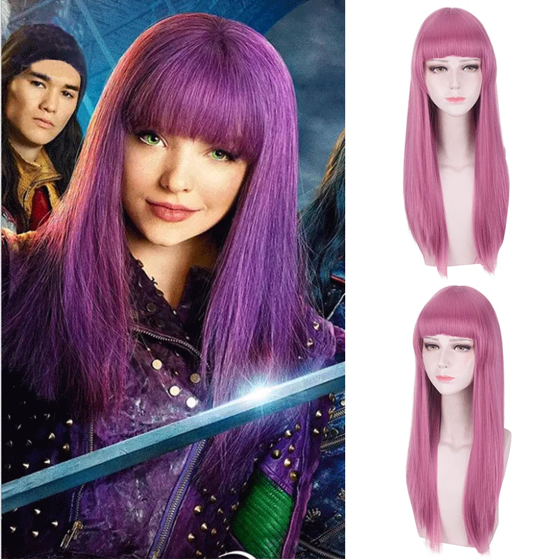 Пурпурный длинный парик для косплея из фильма Descendants 2 Mal аксессуары костюма на