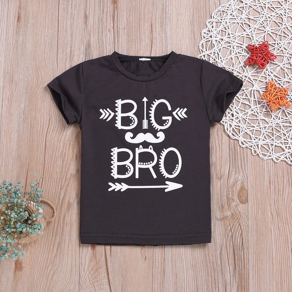 Топы для мальчиков Детская футболка с короткими рукавами и буквенным принтом