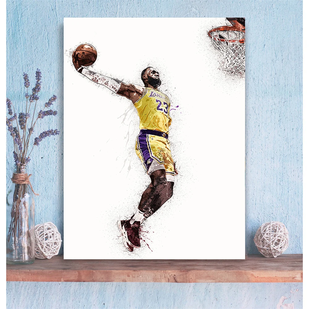 Спортивное искусство Lebron Джеймс плакаты и принты настенное Искусство Холст