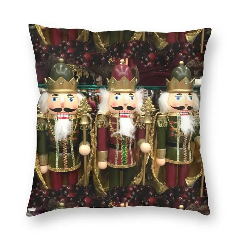 

Christmas Nutcracker Trio Square Pillow Case Home Decor Nutcrackers Toy Soldier Cushions Cover Cool Throw Pillow for Sofa Chair