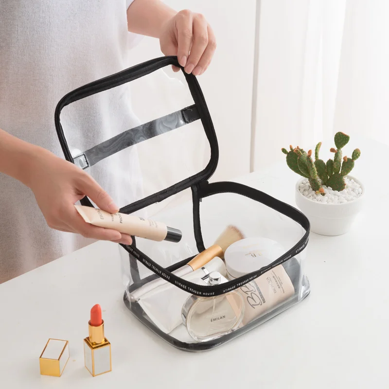 

New Portable Transparent TPU Cosmetic Bag 4-piece set Women's Outdoor Travel Wash Organizer Storage Bag Waterproof Makeup Case