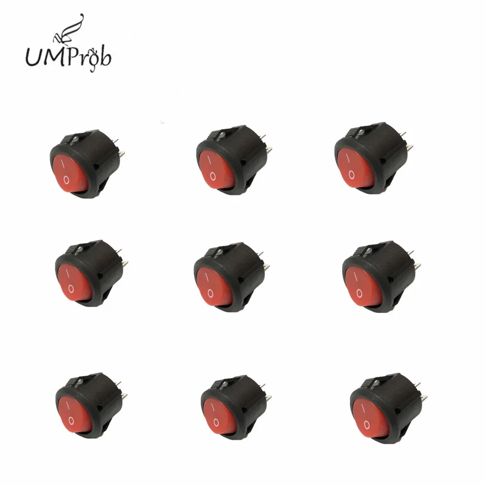 10 шт. 16 мм Диаметр маленькие круглые переключатели для лодок красные мини с 2