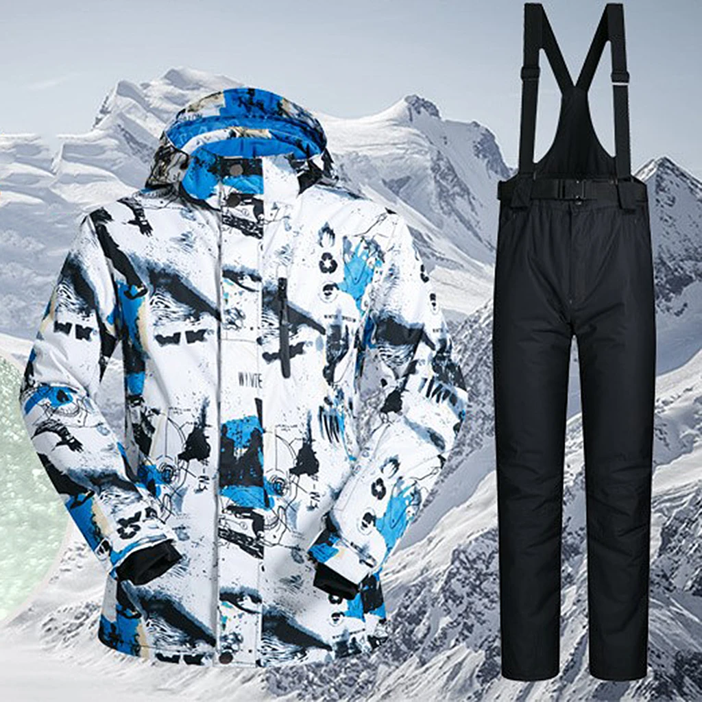 

Мужская лыжная куртка и штаны, комплект из куртки и штанов для сноуборда, зимние комбинезоны, куртка с регулируемыми манжетами, для катания ...