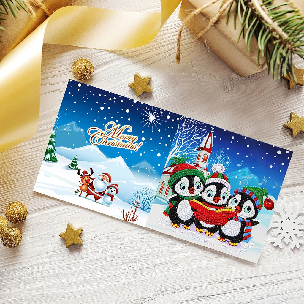 8 шт. Набор рождественских карт Санта Клаус Лось Снеговик алмазная живопись