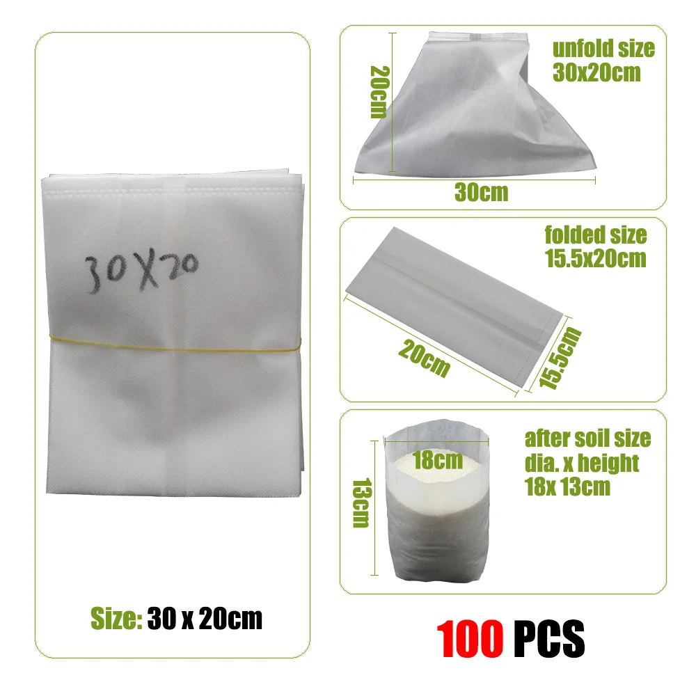MUCIAKIE – sacs de pépinière en tissu Non tissé, 100 pièces, épais, biodégradables, pour culture, jardin, plantation, arbres